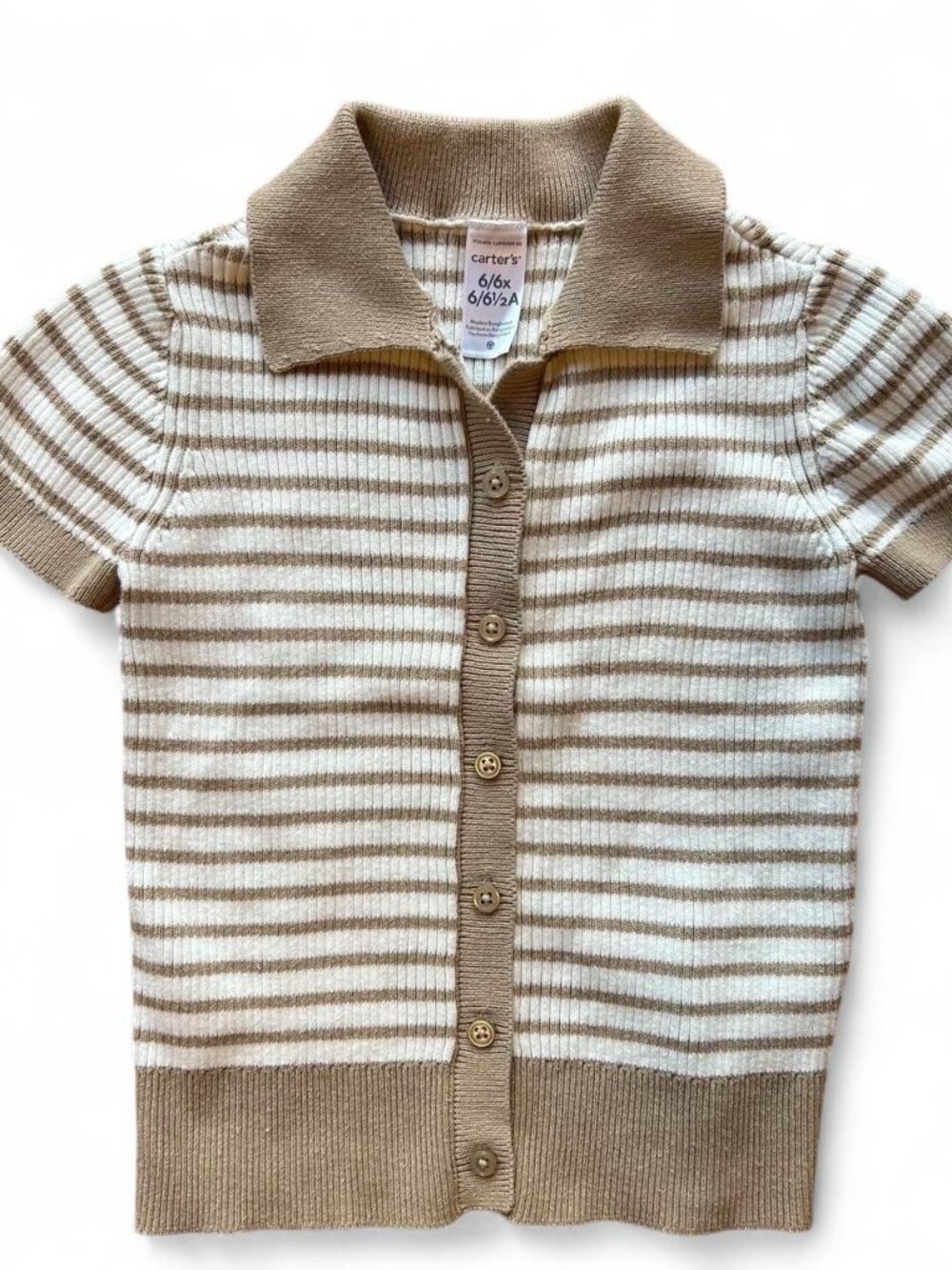 Carter's Striped Collared Cardigan Short Sleeve, Girl's 6